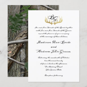 Invitación Boda de Monograma y Árboles de Woodland