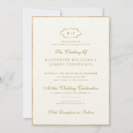 INVITACIÓN BODA DE MONOGRAMAS CLÁSICOS DE ORO ROMÁNTICO