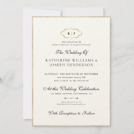 INVITACIÓN BODA DE MONOGRAMAS CLÁSICOS DE ORO ROMÁNTICO