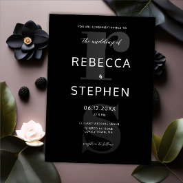 Invitación Boda de Monogramas de la Tipografía Blanca Negra M