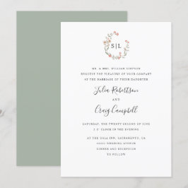Invitación boda de monogramas formales del grupo de flores de