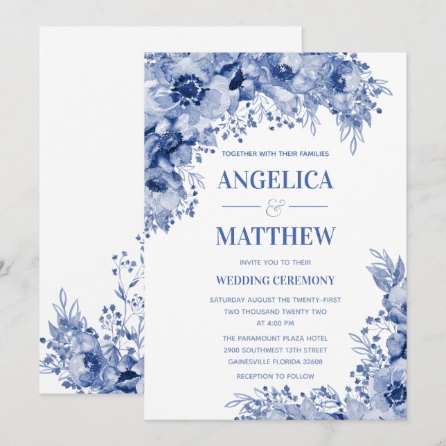Invitación Boda De Montaje En Índigo Azul (Anverso / Reverso)