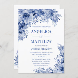 Invitación Boda De Montaje En Índigo Azul