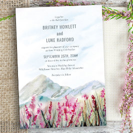 Invitación Boda de montaña acuarela Pink Wildflower Meadow
