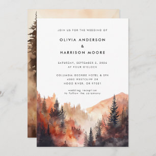 Invitación Boda de montaña al aire libre de color acuático mo