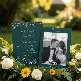 Invitación Boda de montaña al aire libre pino verde esmeralda