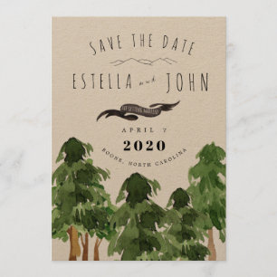Invitación Boda de Montaña Bosque Rústico Guardar la Fecha