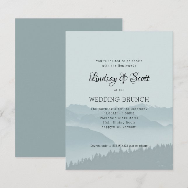 Invitación Boda de montaña Brunch por la mañana después de la (Anverso / Reverso)