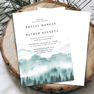 Invitación Boda de Montaña con Acuarela Rústica