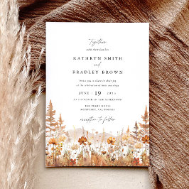Invitación Boda de montaña con flores silvestres de terracota
