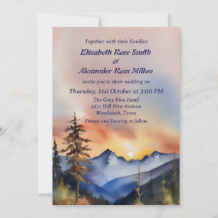Invitación Boda de montaña cubierto de nieve de color acuátic
