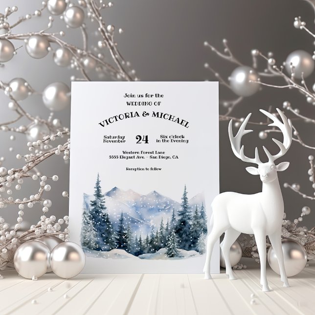 Invitación Boda de Montaña de Nieve en Pinos de Woodland Pací (Subido por el creador)