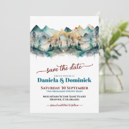 Invitación Boda de Montaña en Aguamarina Save the Date