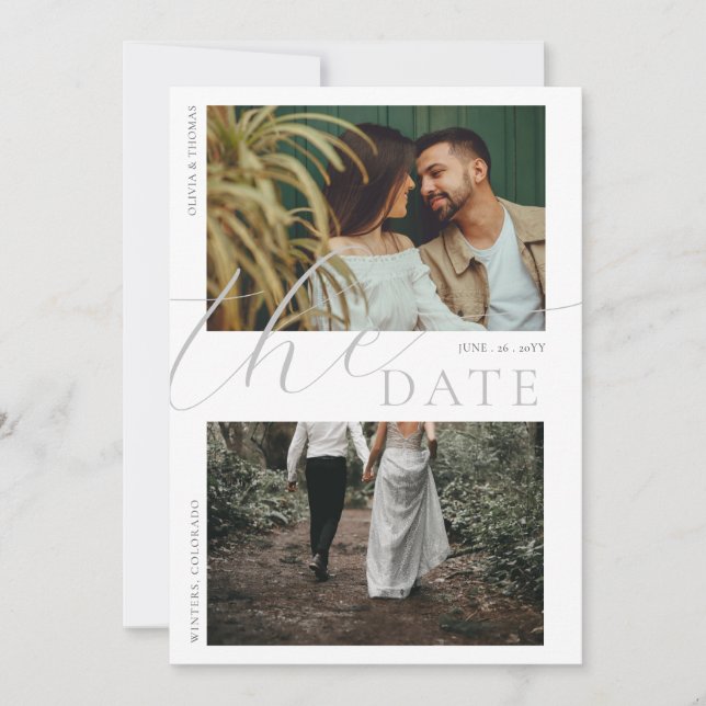 Invitación Boda de Montaña Floral Amapola Save Date 2 Fotos (Anverso)