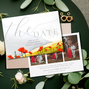 Invitación Boda de Montaña Floral Amapola Save Date 3 Fotos