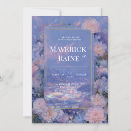 Invitación Boda de Montaña Floral Irisada Lavanda Dorada