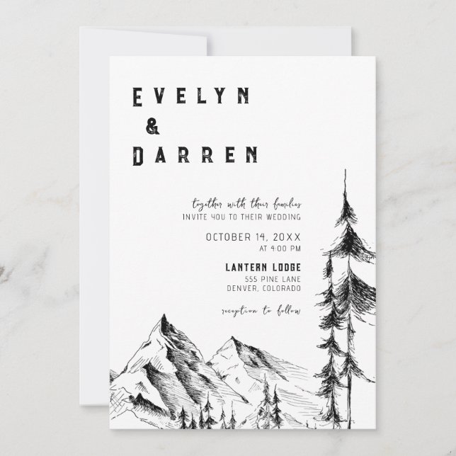 Invitación Boda de Montaña Forestal (Anverso)