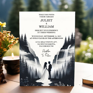 Invitación Boda de montaña húmeda de nubes de lluvia fluvial