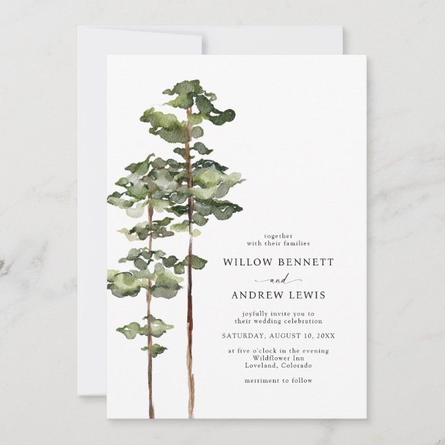 Invitación Boda de montaña moderno (Anverso)