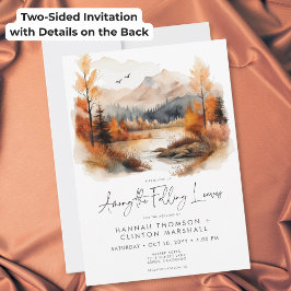Invitación Boda de Montaña Otoñal Rústica entre Hojas que Cae
