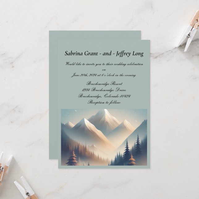 Invitación Boda de montaña rusa de acuarela (Anverso/Reverso In Situ)
