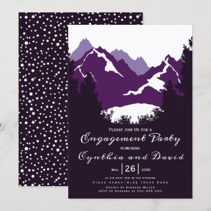 Invitación Boda de montañas púrpuras coníferas fiesta de comp
