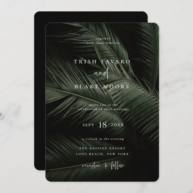 Invitación Boda de Moody Tropics (Anverso / Reverso)