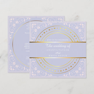 Invitación Boda de Morado Pastel y Dorado