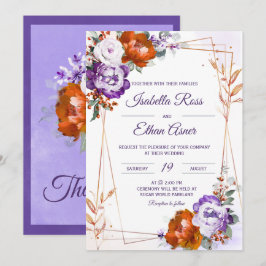 Invitación Boda de Morado y Naranja Quemada