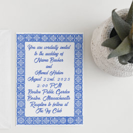 Invitación Boda de mosaicos azul marroquí