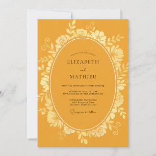 Invitación Boda de Mostaza Follaje Suave Eucalipto