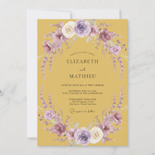 Invitación Boda de Mostaza Lavanda Wisteria