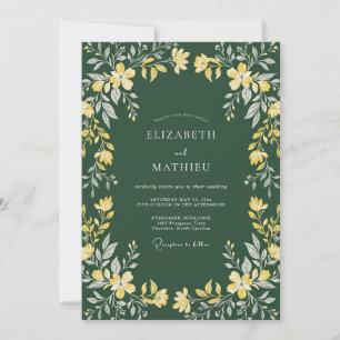 Invitación Boda de Mostaza Olivo Jazmín Eucalipto