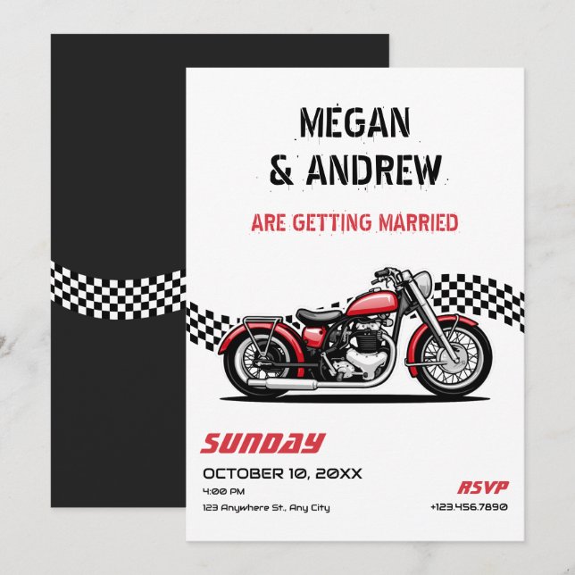 Invitación Boda de moto clásico (Anverso / Reverso)