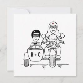Invitación Boda de moto customizada y sidecar