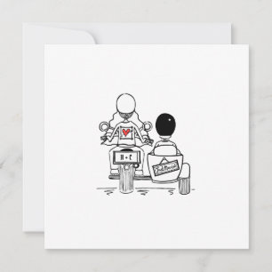 Invitación Boda de moto customizada y sidecar