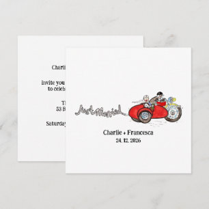Invitación Boda de moto y sidecar por la noche