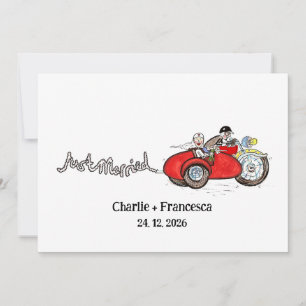 Invitación Boda de moto y sidecar por la tarde