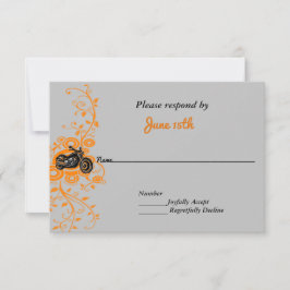 Invitación Boda de Motocicleta Gris, Naranja, Negro RSVP