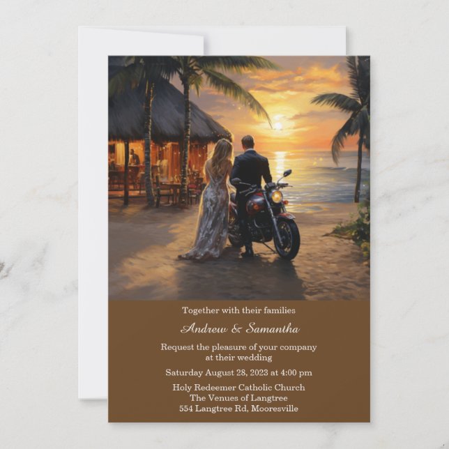 Invitación Boda de Motocicleta Personalizada (Anverso)