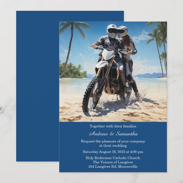 Invitación Boda de Motocicleta Personalizada (Anverso / Reverso)