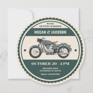 Invitación Boda de motocicleta retro-verde clásico