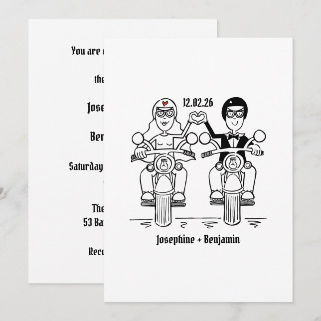 Invitación Boda de Motocicletas para Moteros (Anverso / Reverso)