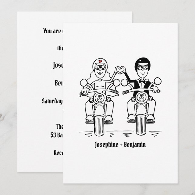 Invitación Boda de Motocicletas para Moteros (Anverso / Reverso)