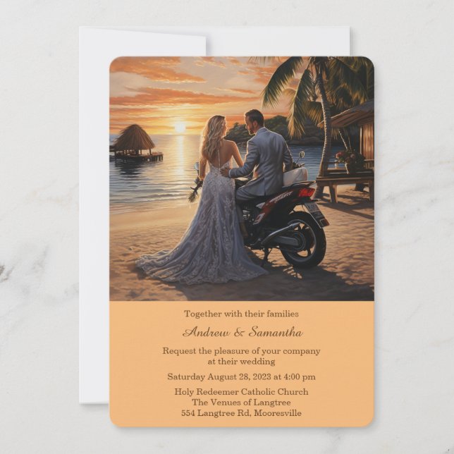 Invitación Boda de motocicletas personalizado (Anverso)
