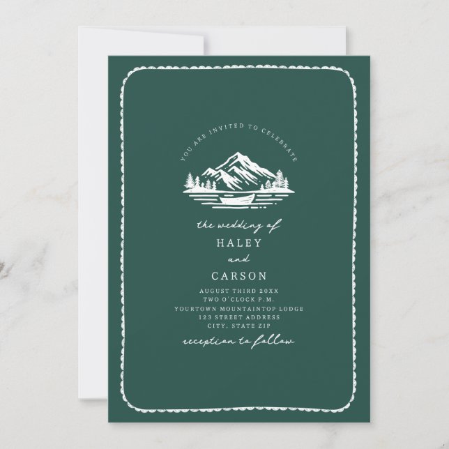 Invitación Boda de Mountain Lake Canoe (Anverso)