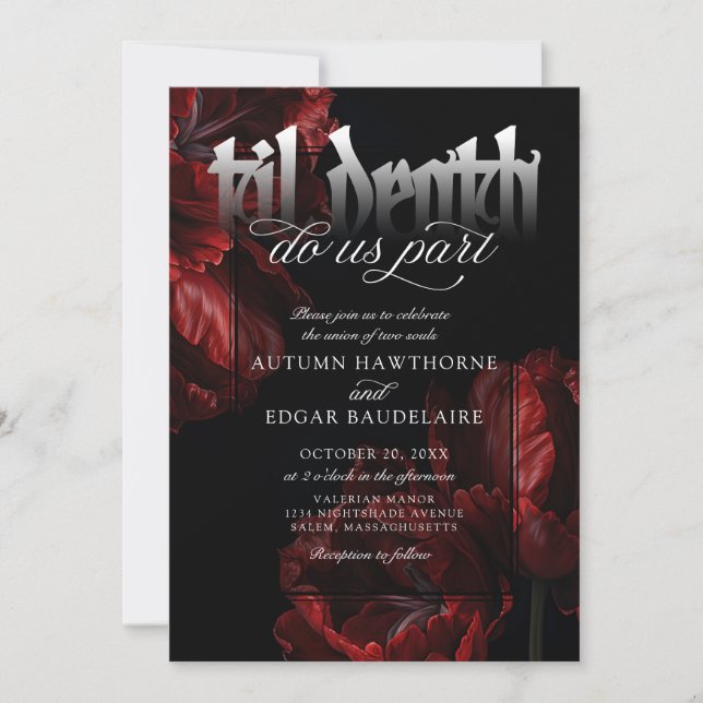 Invitación Boda de Muerte Gótica hasta la Muerte (Anverso)