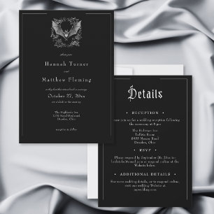 Invitación Boda de Murciélago Gótico Negro de Halloween de Do
