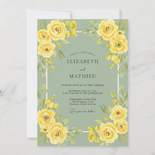 Invitación Boda de musgo de rosa amarilla