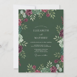 Invitación Boda de musgo suculento magenta